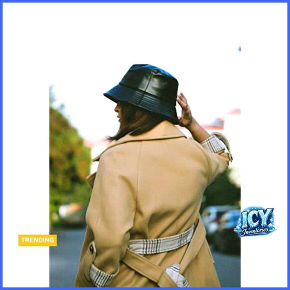 Adjustable PU Leather Bucket Hat for Women Men, Foldable Fishing Hiking Outdoor main image 7
